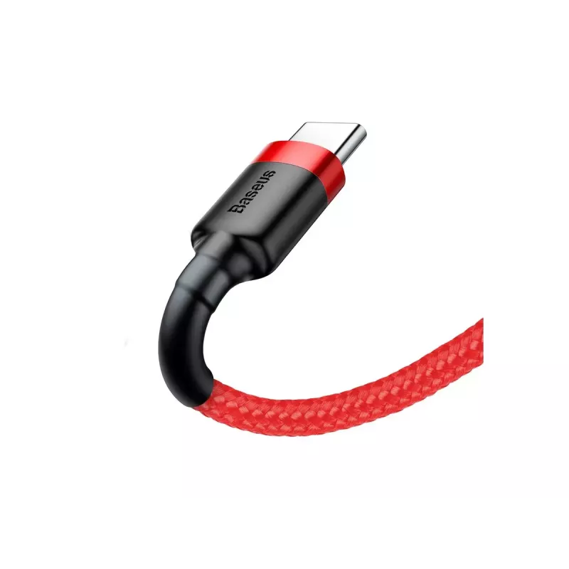 USB-A–USB-C kaabel Baseus Cafule — USB 2.0 A→C, QC3.0 laadimistugi, nailonpunutis, punane