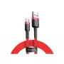 USB-A–USB-C kaabel Baseus Cafule — USB 2.0 A→C, QC3.0 laadimistugi, nailonpunutis, punane
