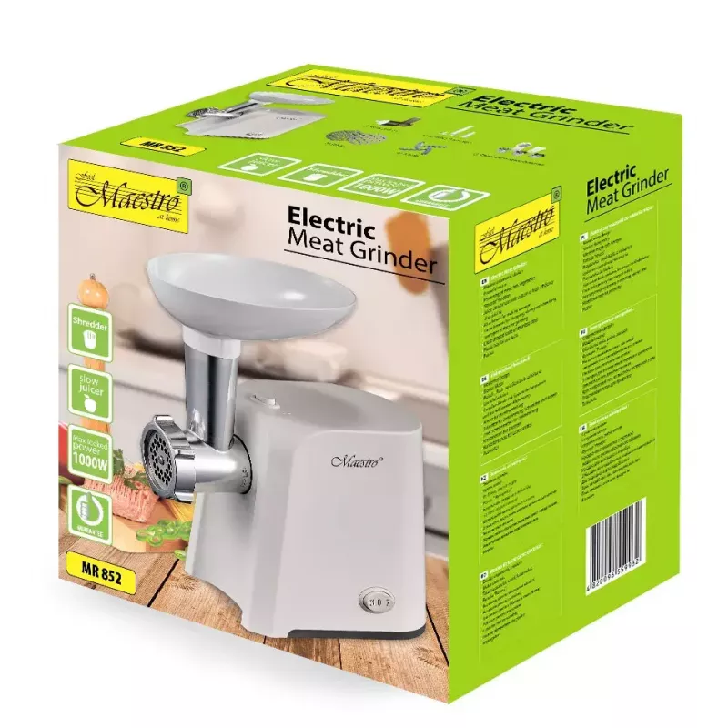Hakklihamasin Maestro MR852, 1000 W, valge, roostevabast terasest tera, tagasikäigu funktsioon