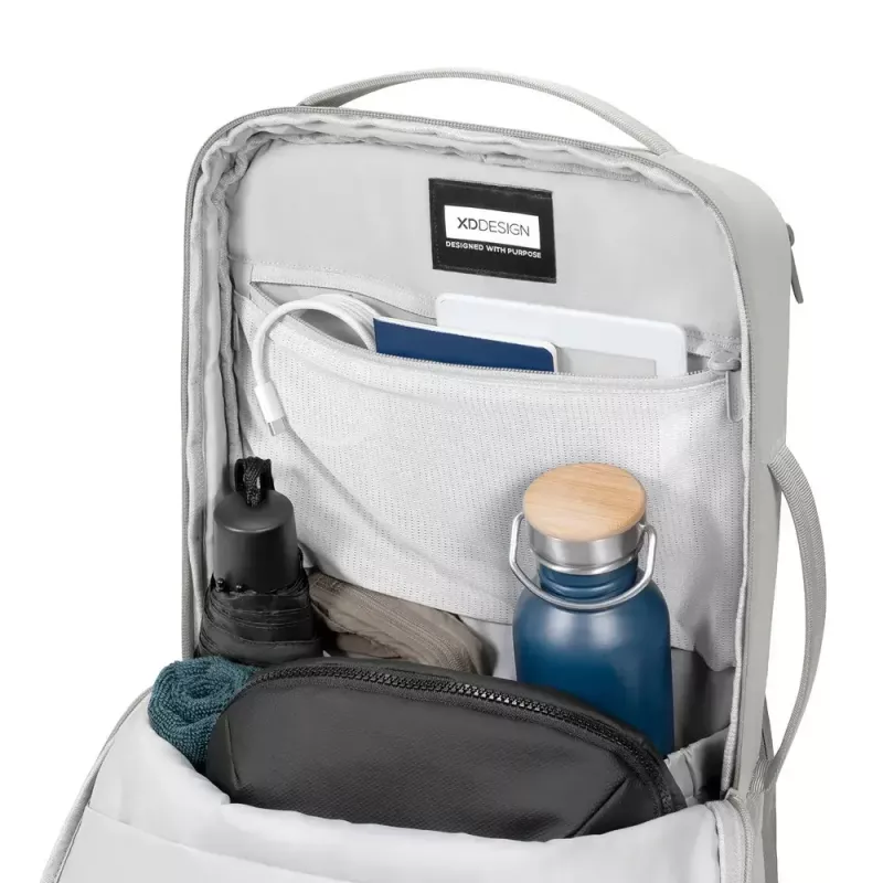 Seljakott XDDESIGN Air P706.3219 — Hall, 15 L, sülearvutisahtel kuni 15,6 tolli, lukustatav põhiliugur