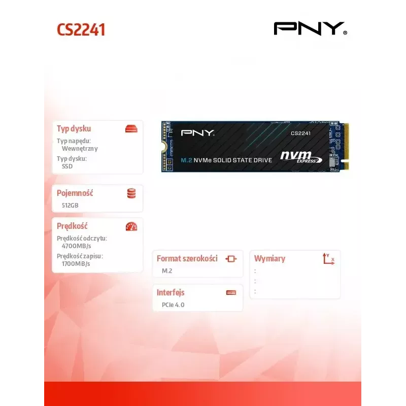 Sisemine SSD PNY M.2 2280 512GB M280CS2241-512-BLK, SATA/NVMe määramata