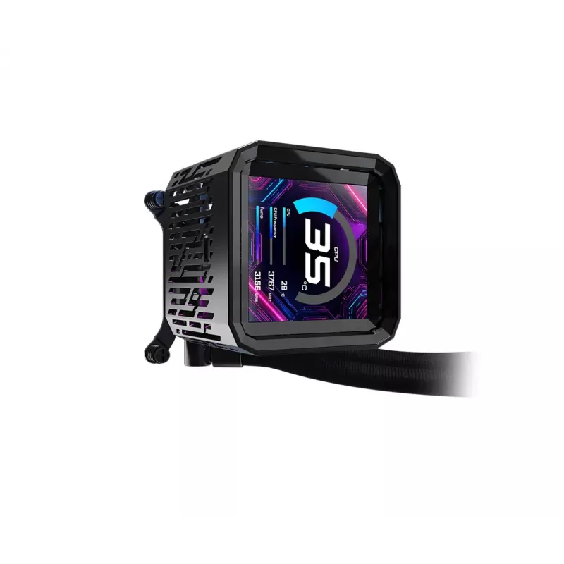 Vedelikjahutusekomplekt ASRock Phantom Gaming 360 LCD — 120 mm ventilaatorid, LGA1700/AM5/AM4, must