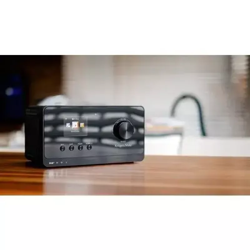 Internetiraadio Krüger&Matz KM0816.1 — must, Bluetooth 5.2, FM, 2×7 W, 430 eelseadet, kaugjuhtimispult, 3,5 mm kõrvaklapid