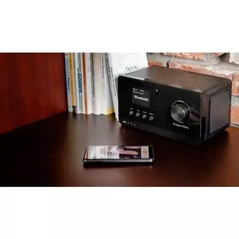 Internetiraadio Krüger&Matz KM0816.1 — must, Bluetooth 5.2, FM, 2×7 W, 430 eelseadet, kaugjuhtimispult, 3,5 mm kõrvaklapid