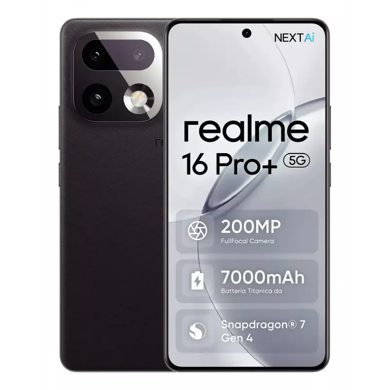 Nutitelefon REALME realme 16 Pro+ 6,8 tolli 5G Snapdragon 7 Gen 4, 12 GB muutmälu, 512 GB, 200 MP, 7000 mAh, hall