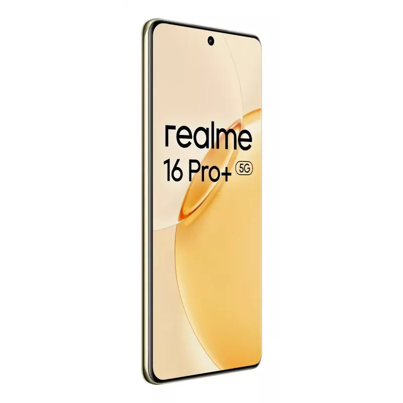 Nutitelefon REALME realme 16 Pro+ — 6,8 tolli (17,3 cm) 1280×2800, Snapdragon 7 Gen 4, 12 GB muutmälu, 512 GB, 200 MP, 7000 mAh, Kuldne