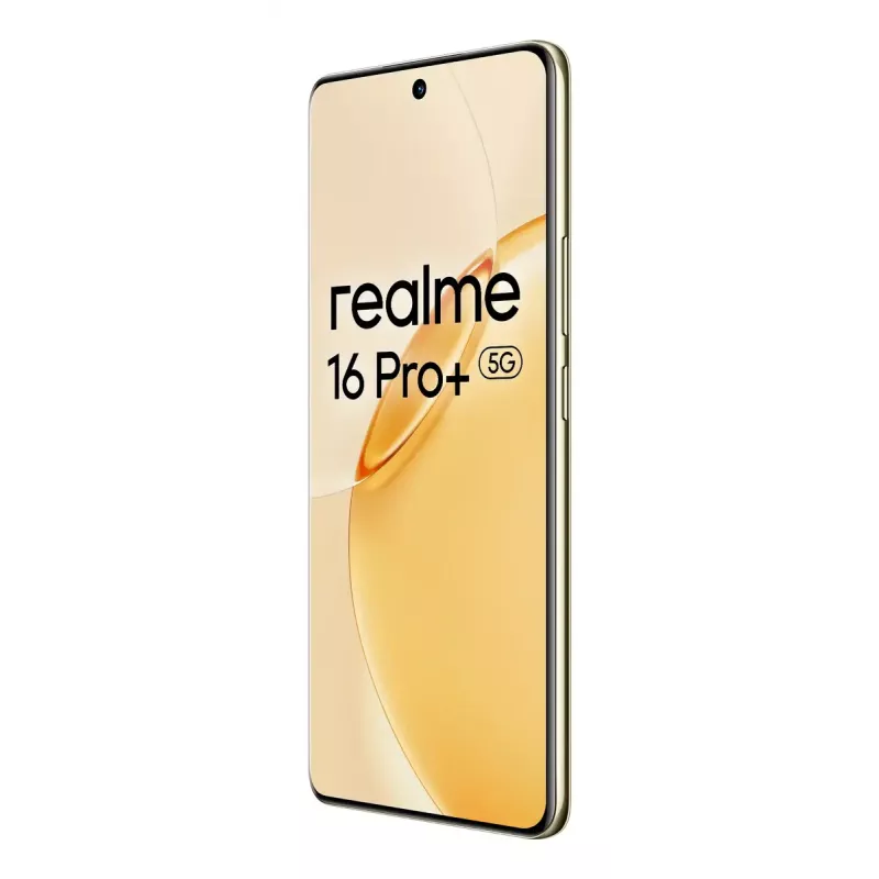 Nutitelefon REALME realme 16 Pro+ — 6,8 tolli (17,3 cm) 1280×2800, Snapdragon 7 Gen 4, 12 GB muutmälu, 512 GB, 200 MP, 7000 mAh, Kuldne