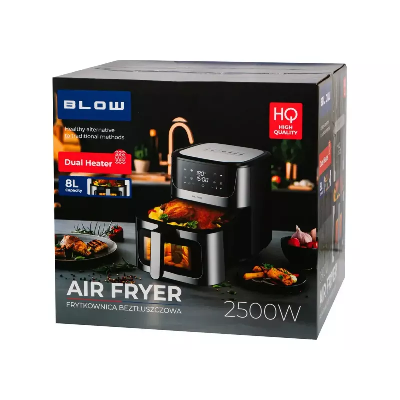 Kuumaõhufritüür BLOW AIR FRYER 2500W 8L — 8 programmi, max 200 °C, LCD-ekraan, 1,7 kg mahutavus