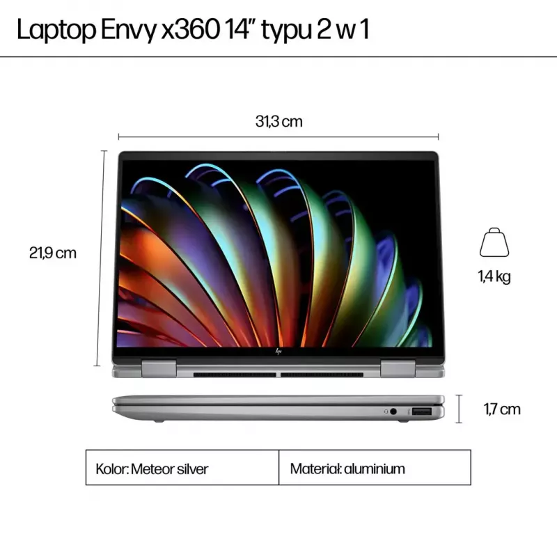 Sülearvuti HP ENVY x360 14 tolli Ryzen 7 8840HS 16 GB 512 GB Win11Home