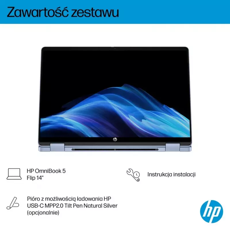 Sülearvuti HP OmniBook 5 Flip 14-fp0004nw 14 tolli Core 5 120U 16GB 512GB Win11Home Taevasinine