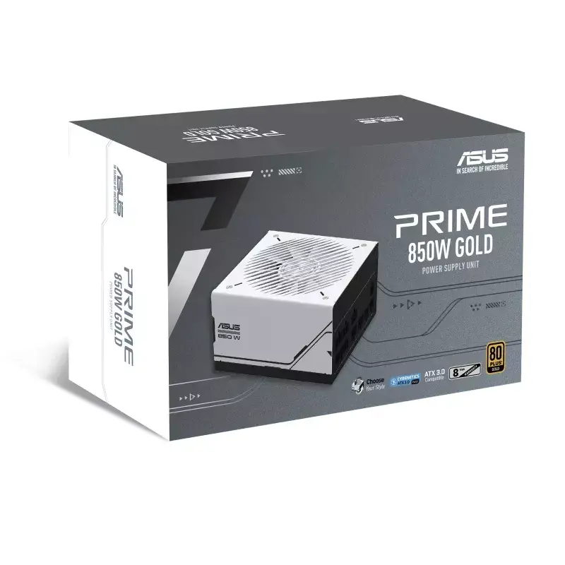 ASUS Prime 850W Gold ( AP-850G ) toiteplokk 20+4 pin ATX ATX Must, Valge
