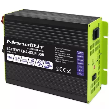 Akulaadija QOLTEC 51919 90A 12V LiFePO4 AGM GEL SLA akudele