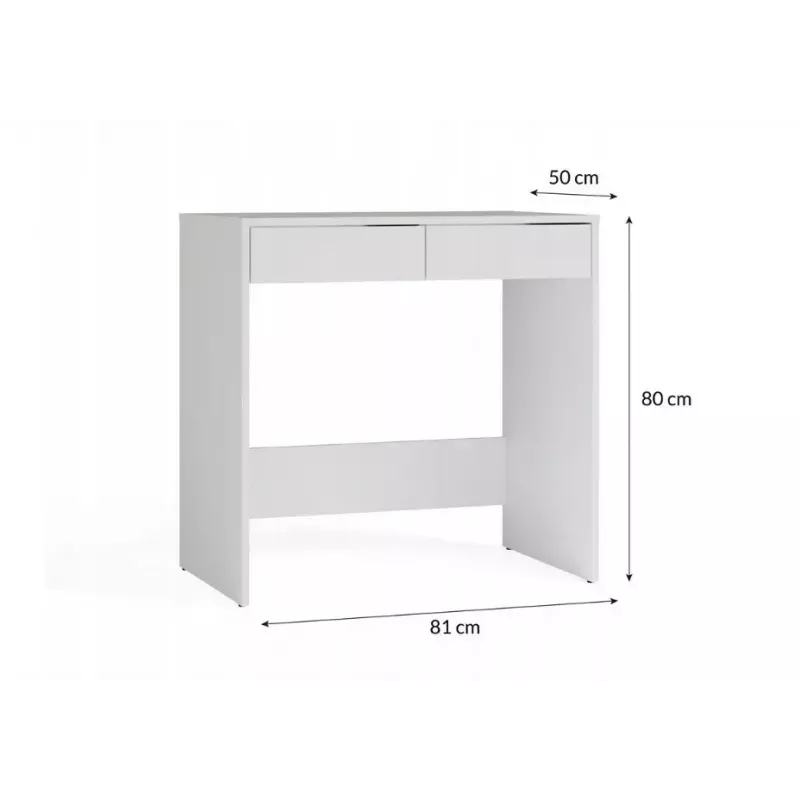 Laud top e shop MARINA 2S, valge, puitlaastplaat, 810×500×800 mm, 2 sahtlit, lamineeritud pealispind
