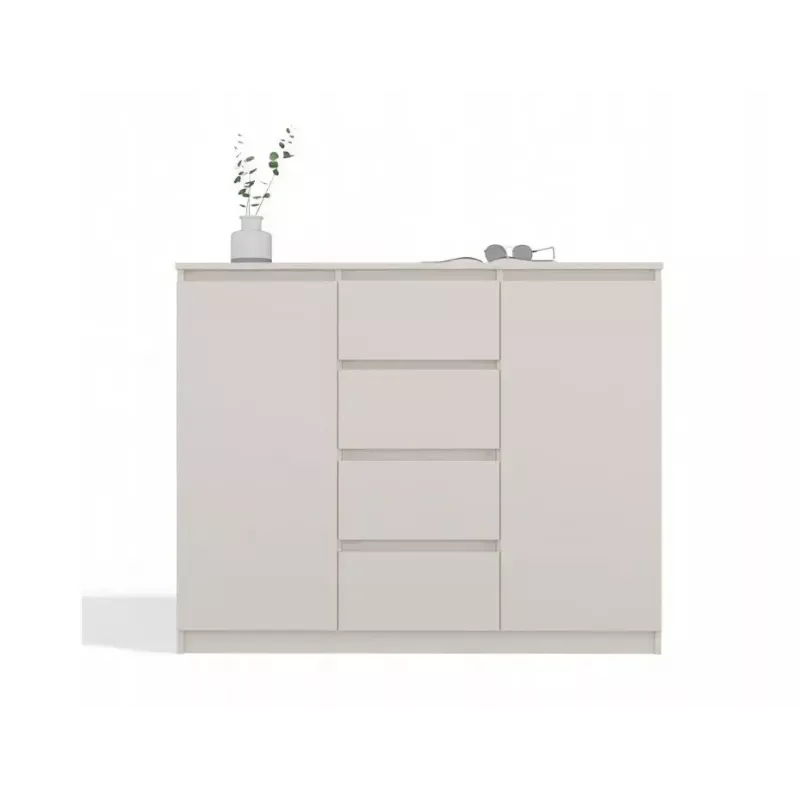 Kummut 2 ukse ja 4 sahtliga TOP E SHOP M-MP-K-MAL-2D4S/120-KASZ, cashmere, 120×40×97 cm, puitlaastplaat