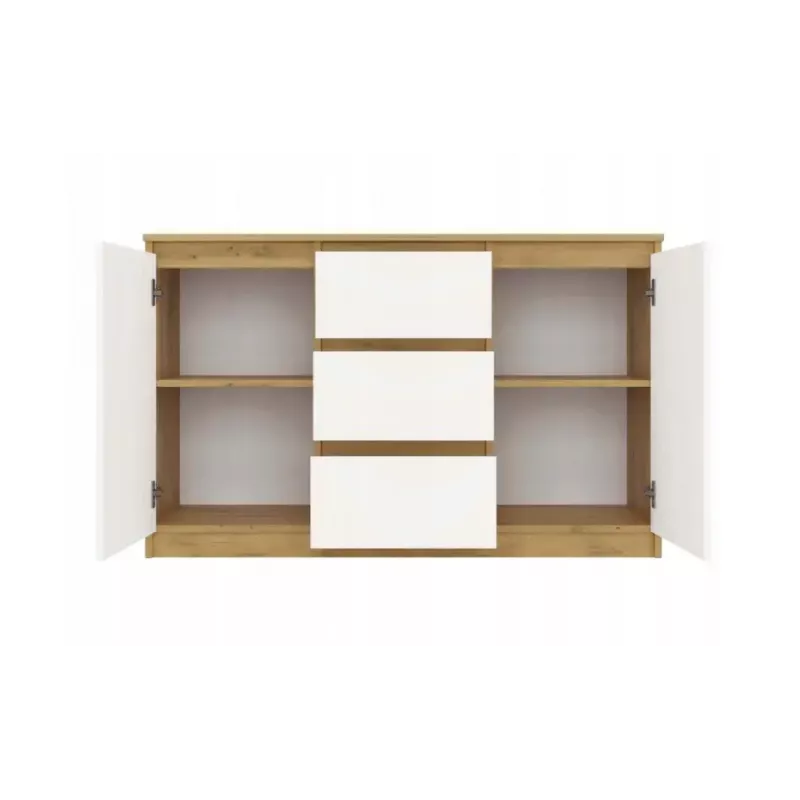 Kummut top e shop ARTISAN 2-ukseline 3-sahtliga, 1200×400×750 mm, valge, puitlaastplaat