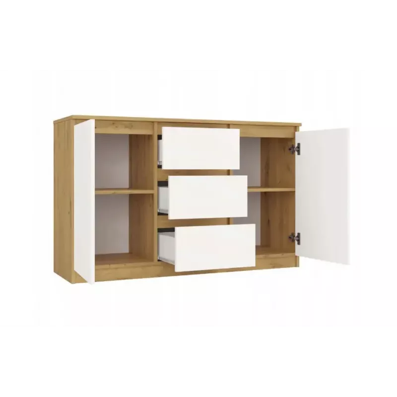 Kummut top e shop ARTISAN 2-ukseline 3-sahtliga, 1200×400×750 mm, valge, puitlaastplaat