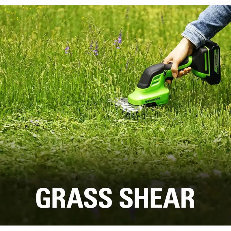 Akuga murukäärid GreenWorks 1600607VA — 12 cm roostevabast terasest tera, 24 V Li-Ion 2 Ah