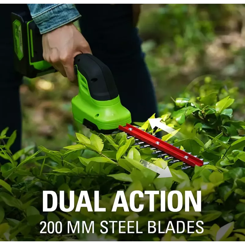 Akuga murukäärid GreenWorks 1600607VA — 12 cm roostevabast terasest tera, 24 V Li-Ion 2 Ah