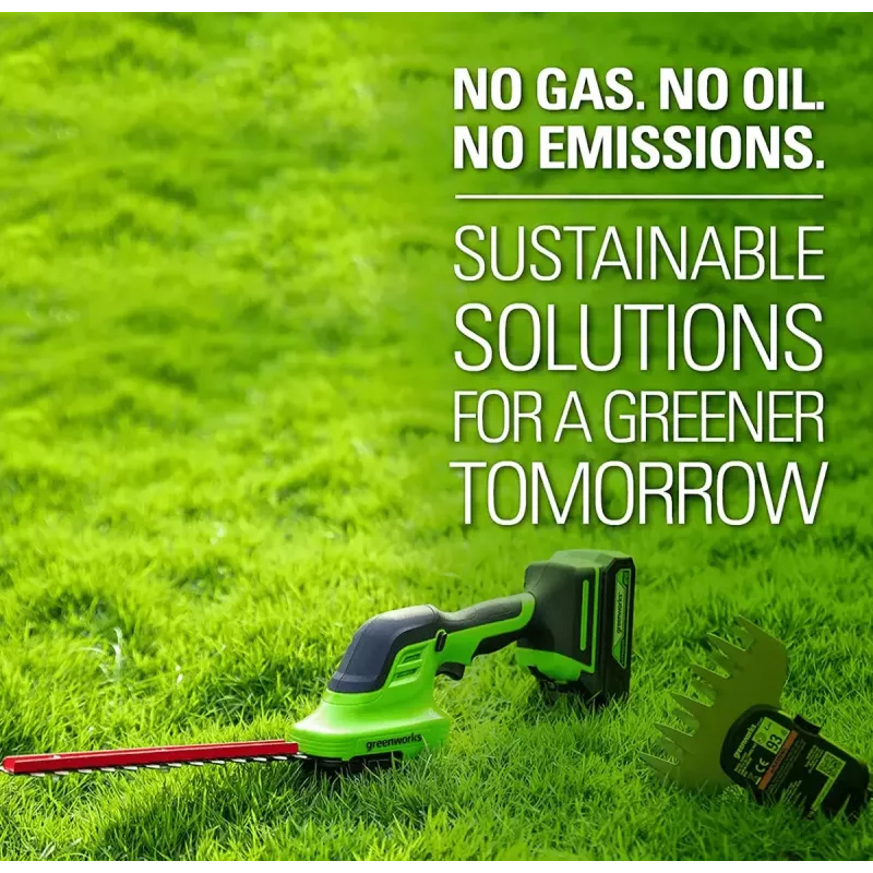 Akuga murukäärid GreenWorks 1600607VA — 12 cm roostevabast terasest tera, 24 V Li-Ion 2 Ah