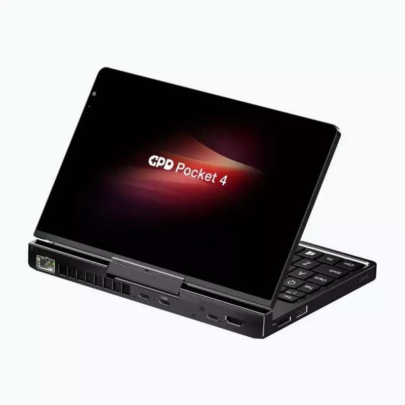 GPD Pocket 4 sülearvuti — AMD Ryzen 7 8840U, 8 tolli WQXGA 2560×1600 144 Hz puutefunktsiooniga, 16 GB DDR5, 1 TB NVMe, Radeon 780M, Windows 11, LAN, sõrmejäljelugeja, grafiit