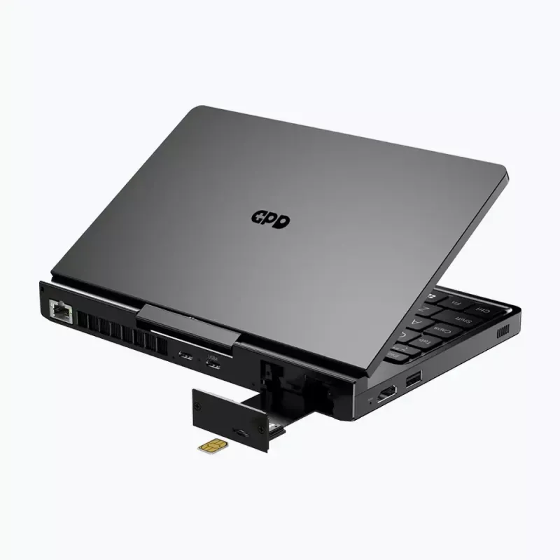 GPD Pocket 4 sülearvuti — AMD Ryzen 7 8840U, 8 tolli WQXGA 2560×1600 144 Hz puutefunktsiooniga, 16 GB DDR5, 1 TB NVMe, Radeon 780M, Windows 11, LAN, sõrmejäljelugeja, grafiit
