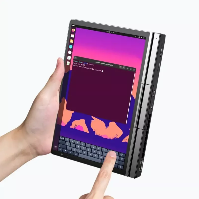 GPD Pocket 4 sülearvuti — AMD Ryzen 7 8840U, 8 tolli WQXGA 2560×1600 144 Hz puutefunktsiooniga, 16 GB DDR5, 1 TB NVMe, Radeon 780M, Windows 11, LAN, sõrmejäljelugeja, grafiit