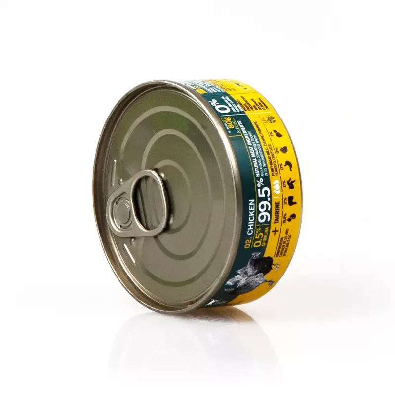Märg kassitoit 3coty Kana spirulinaga 80 g — täisväärtuslik konservtoit täiskasvanud kassidele