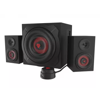 Kõlarikomplekt GENESIS Helium 610BT 2.1, 60 W RMS, Bluetooth, juhtmega, punane/must, kompaktne bassikõlar