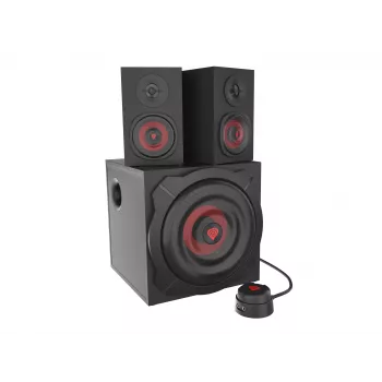 Kõlarikomplekt GENESIS Helium 610BT 2.1, 60 W RMS, Bluetooth, juhtmega, punane/must, kompaktne bassikõlar