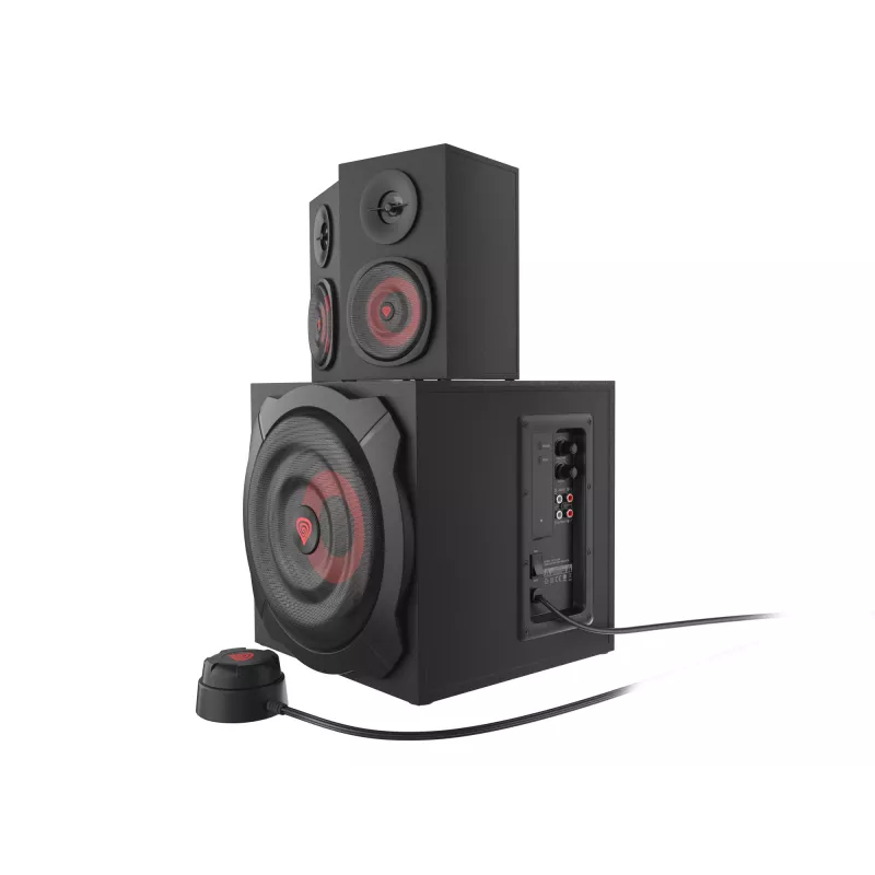 Kõlarikomplekt GENESIS Helium 610BT 2.1, 60 W RMS, Bluetooth, juhtmega, punane/must, kompaktne bassikõlar
