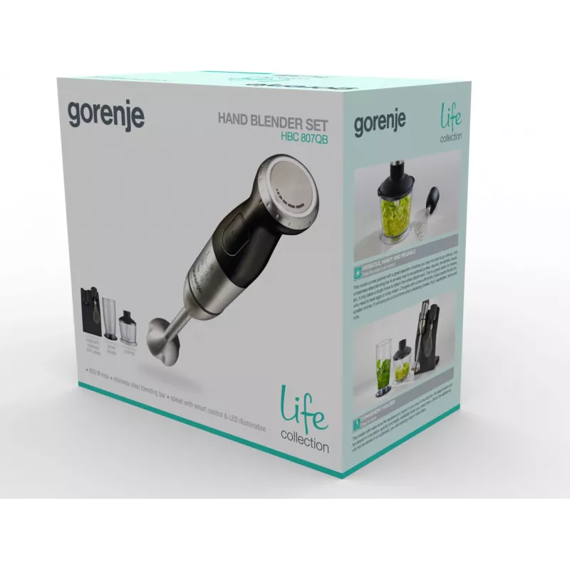 Gorenje HBC807QB 0,5 l käsisegisti 800 W must, roostevaba teras