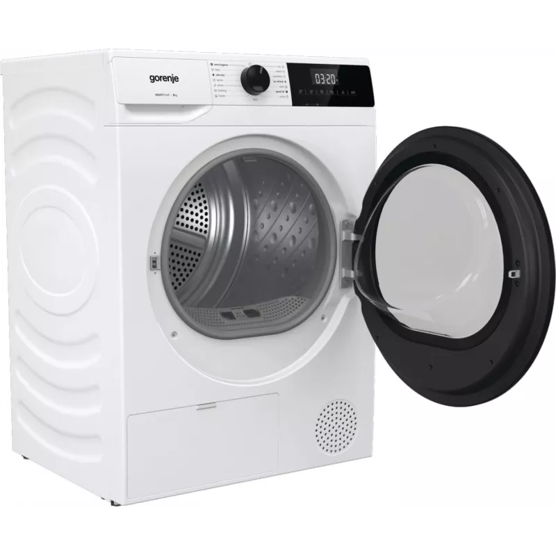 Gorenje kuivati DHNE82 BK040, eraldiseisev, eestlaetav, soojuspump, valge, nupud, pöördnupp, parem