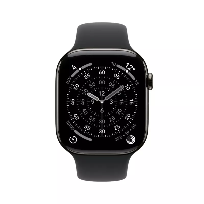 Apple Watch Series 11 GPS + Cellular 46 mm kiltkivist titaankorpus must spordirihm M/L
