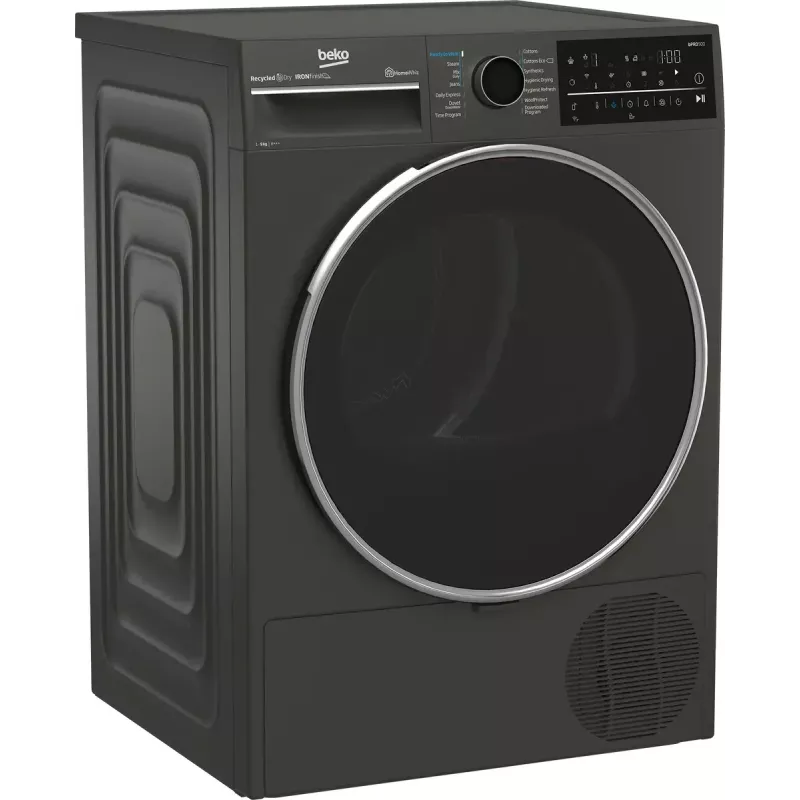 Trummelkuivati BEKO B5T89243M — eraldiseisev eestlaetav, soojuspump, 9 kg, must, 598×672×846 mm