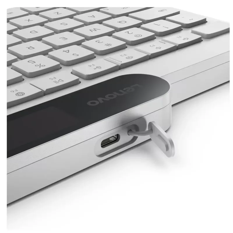 Juhtmevaba Bluetooth-klaviatuur Lenovo 800 — USA inglise paigutus, iselaadiv, valge