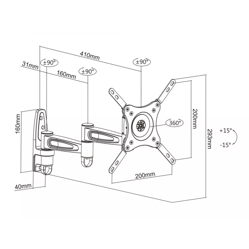 Kinnitusõlg Multibrackets M VESA Flexarm 360 III Must 75 100 200