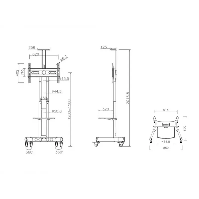 Multibrackets M Public Floorstand Basic 150 koos riiuli ja kaamerahoidikuga
