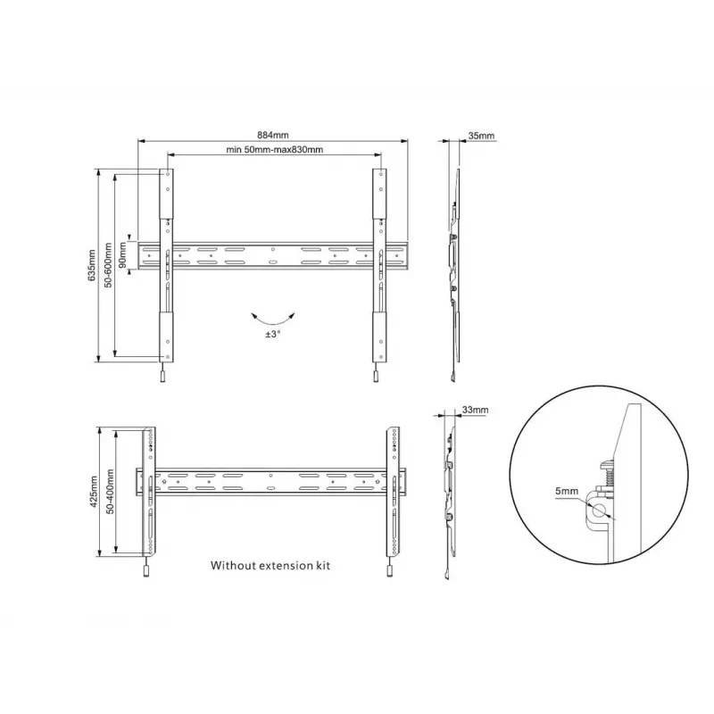 Multibrackets M Universal Seinakinnitus Fikseeritud X Large