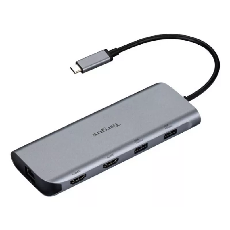 Targus Dual Video Mobile Dock 140 W EPR läbivooluga, juhtmega, USB 3.2 Gen 2 (3.1 Gen 2) USB-C, 140 W, 1000 Mbit/s, hall, 10 Gbit/s