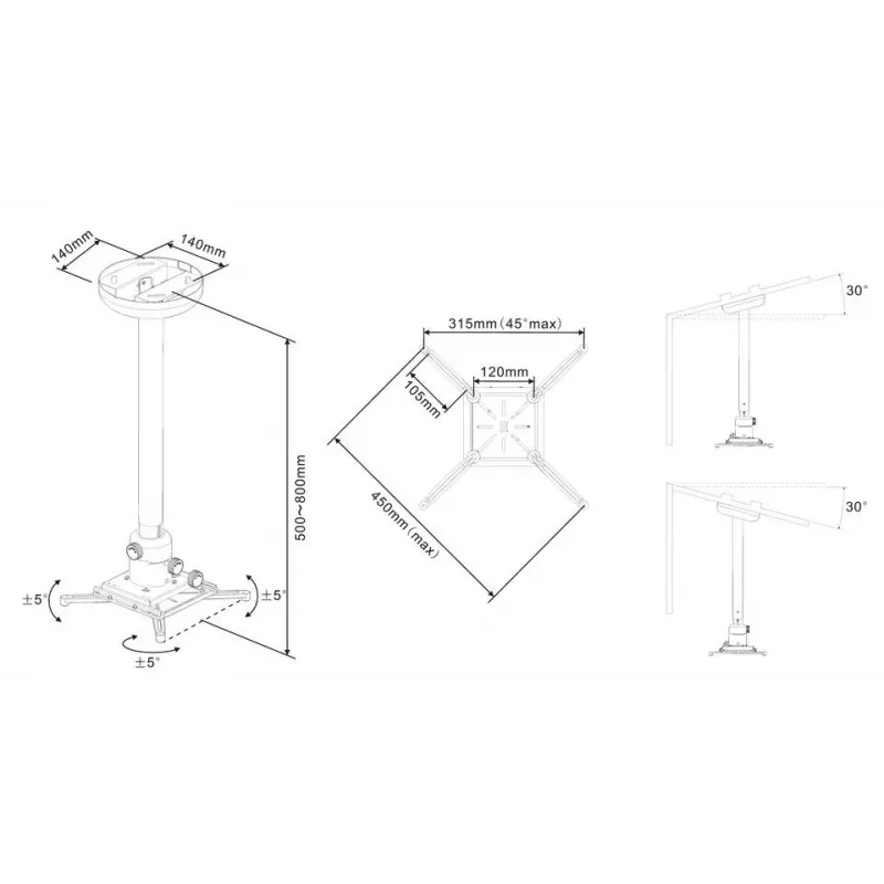 Multibrackets M universaalne projektori laekinnitus 500-800 peenhäälestusega