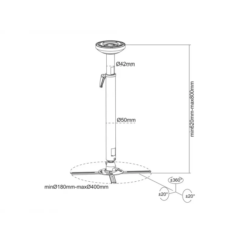 Lae projektori kinnitus MULTIBRACKETS M HD reguleeritav 620–800 mm, valge, max 30 kg