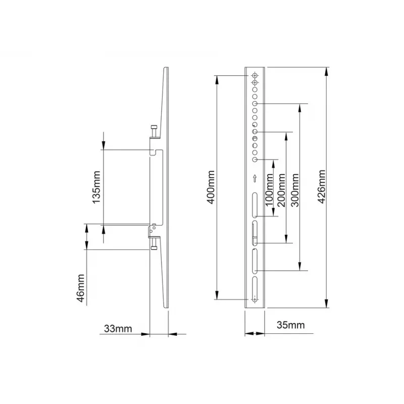 Lamepaneeli kinnitusvars Multibrackets M Pro seeria fikseeritud varred 400mm