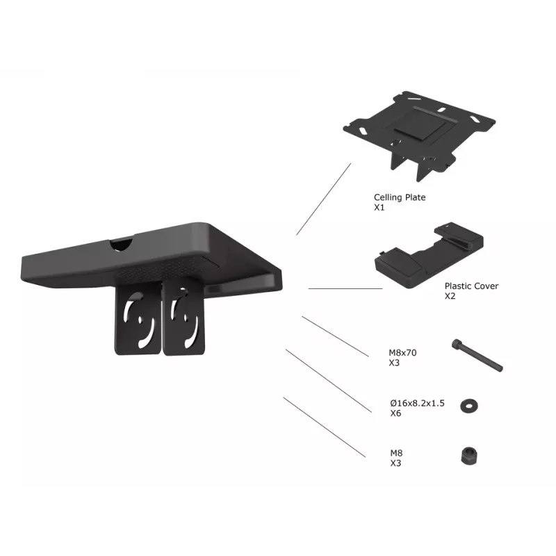 Laeplaat Multibrackets M Pro Series Must Plastik/Teras 165 mm