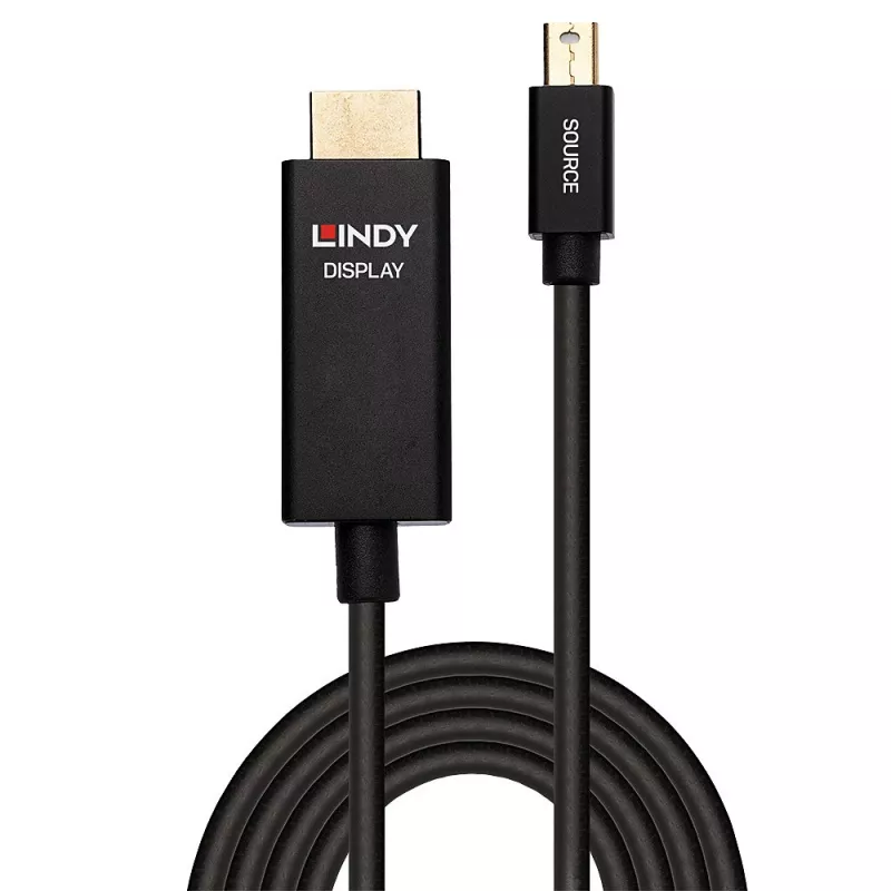 Lindy 0,5 m aktiivne Mini DisplayPort–HDMI kaabel koos HDR-iga, 0,5 m, Mini DisplayPort, HDMI, isane, isane, sirge