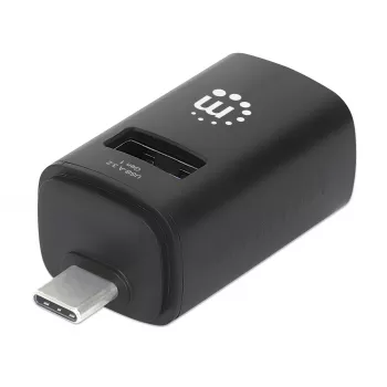 Manhattan USB-C 3-pordiline jaotur, ÜLIKOMPAKTNE, 3x USB-A porti (1x 5 Gbps USB 3.2 Gen1 ehk USB 3.0, 3 x 480 Mbps USB 2.0), USB-toitega (välist toiteallikat pole vaja)