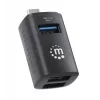 Manhattan USB-C 3-pordiline jaotur, ÜLIKOMPAKTNE, 3x USB-A porti (1x 5 Gbps USB 3.2 Gen1 ehk USB 3.0, 3 x 480 Mbps USB 2.0), USB-toitega (välist toiteallikat pole vaja)