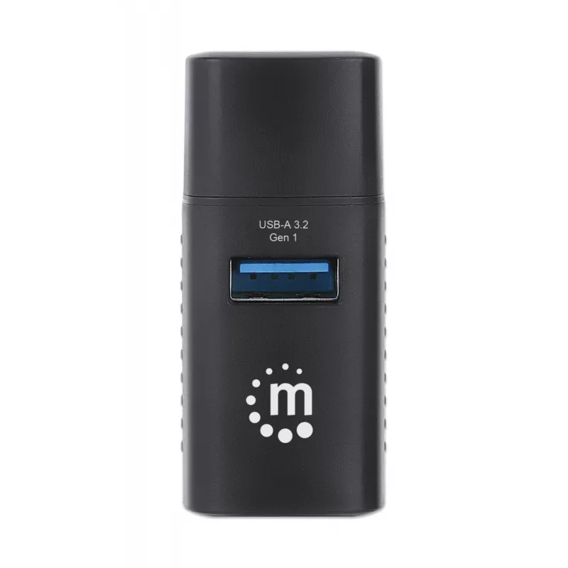 Manhattan USB-C 3-pordiline jaotur, ÜLIKOMPAKTNE, 3x USB-A porti (1x 5 Gbps USB 3.2 Gen1 ehk USB 3.0, 3 x 480 Mbps USB 2.0), USB-toitega (välist toiteallikat pole vaja)