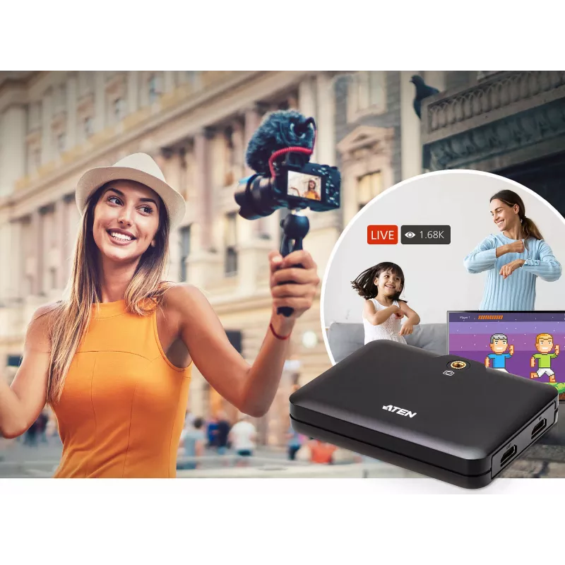ATEN CAMLIVE™+ (HDMI-USB-C UVC-videosalvesti PD3.0 läbiva toitega)