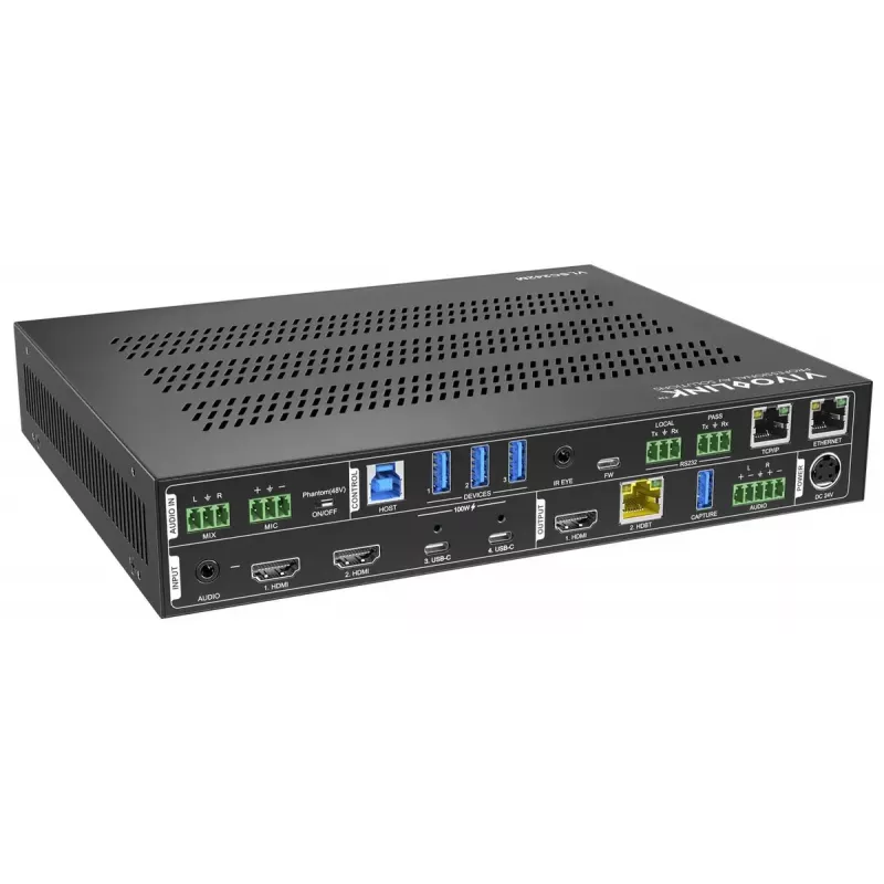 Vivolink video skaleerija VLSC242M, metallkorpus, HDCP 1.4/2.2, AC 110–230V, 250×200×44 mm