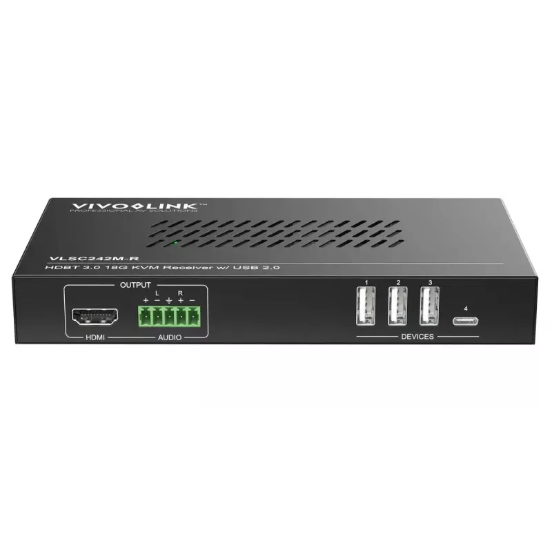 Vivolink video skaleerija VLSC242M, metallkorpus, HDCP 1.4/2.2, AC 110–230V, 250×200×44 mm